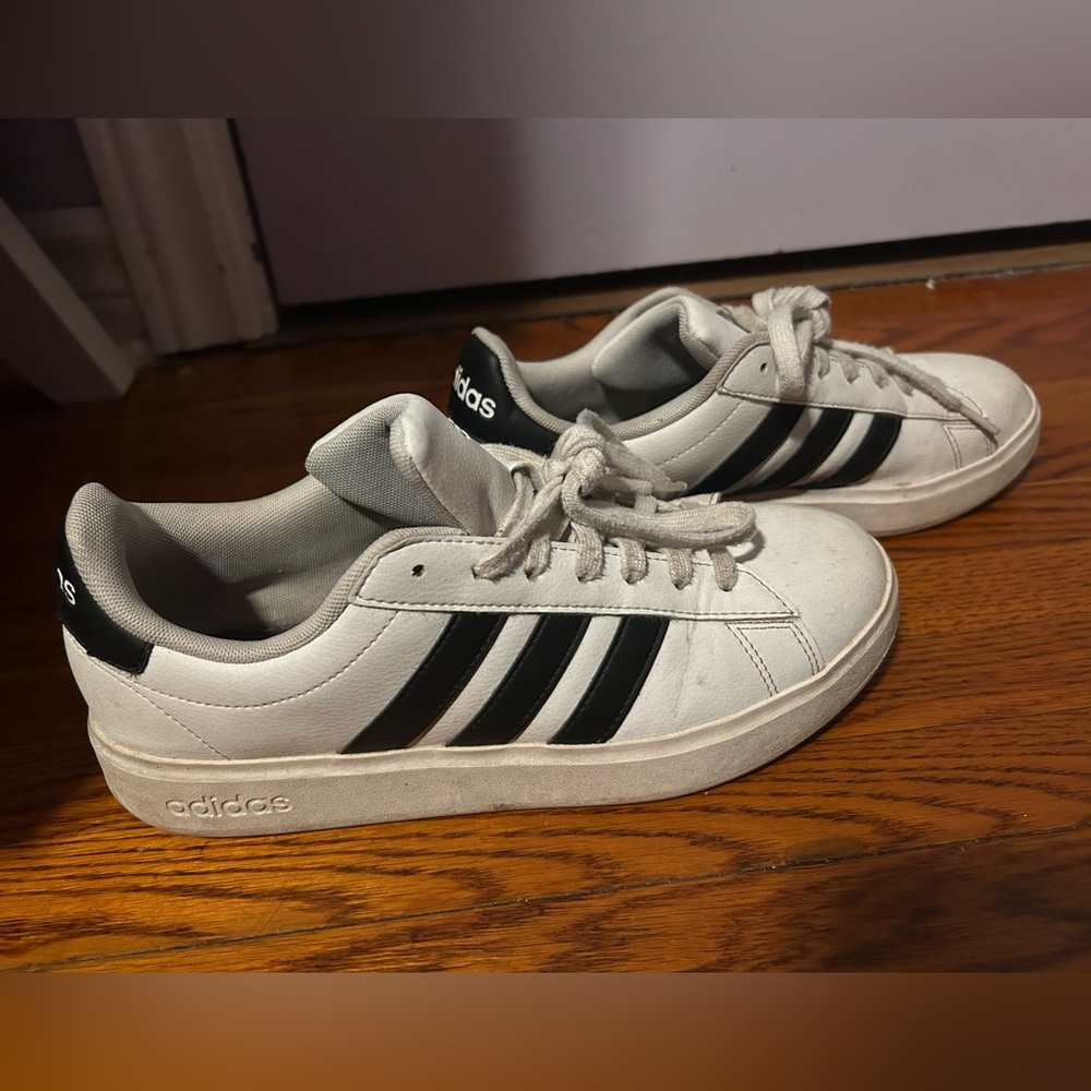 Adidas Classic Trendy White and Black Striped Sneakers